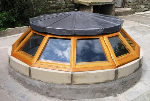 Glazed oak roof lantern